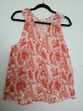 Cynthia Rowley orange floral sleeveless blouse size M